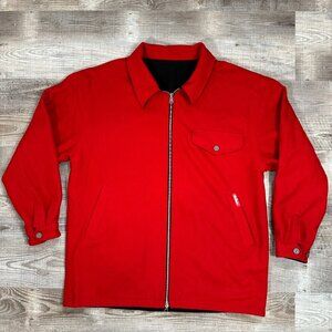 VTG MARLBORO Mens Zipper Front Reversible Wool Blend Jacket Red/Black SZ Large